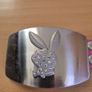 PLAYBOY Silver Belt with Crystal Bunny Design
